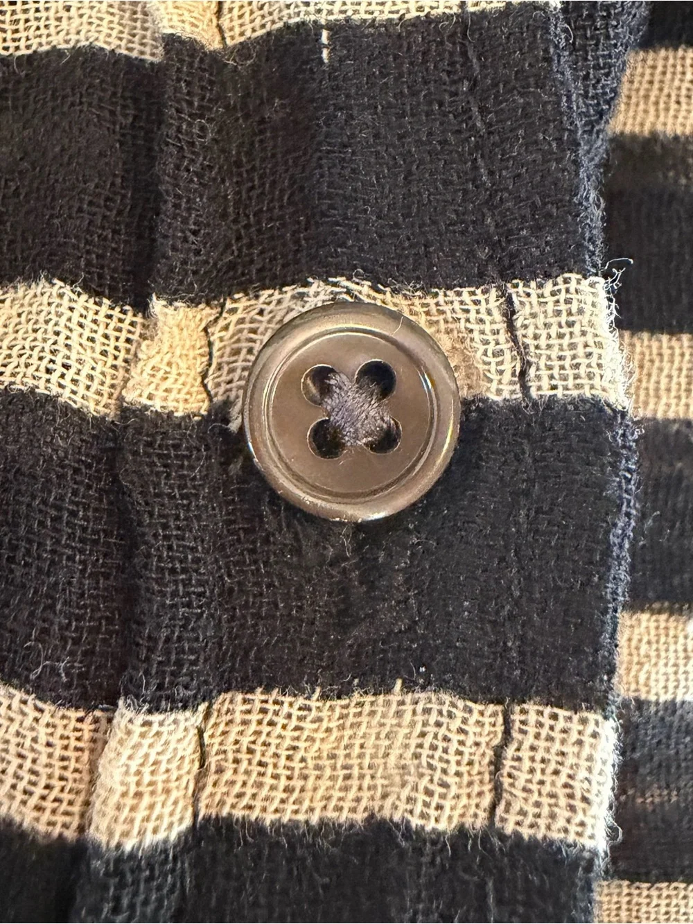 Jcrew Striped Sleeveless Button-Up Top in Black and Cream